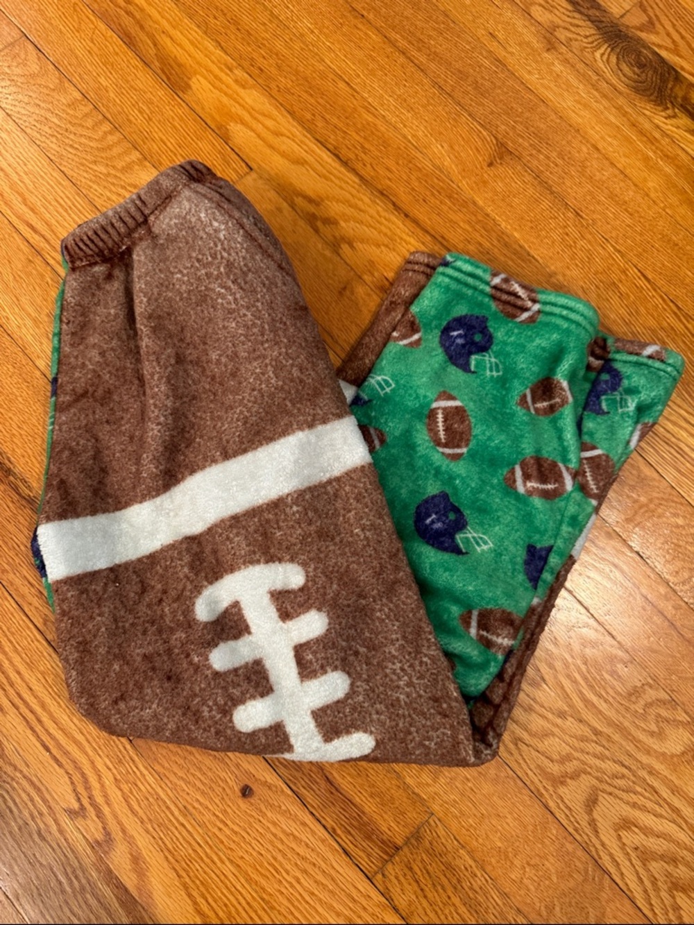 Iscream Youth Boys Football-Print Fleece Pajama Pants - Brown & Green Small